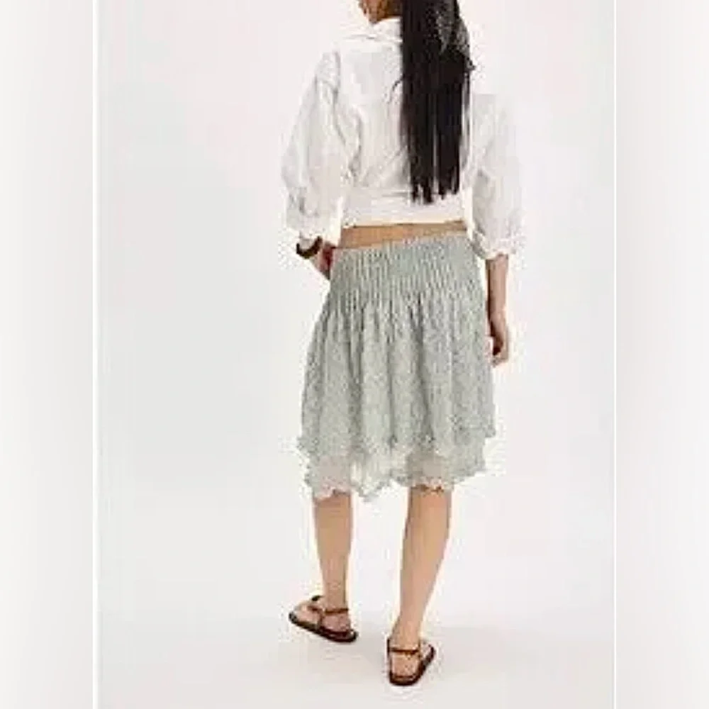 Free People Sanderson Midi Tea Skirt, Sky Grey, NWOT, Women’s Size XS/S - Picture 2 of 10